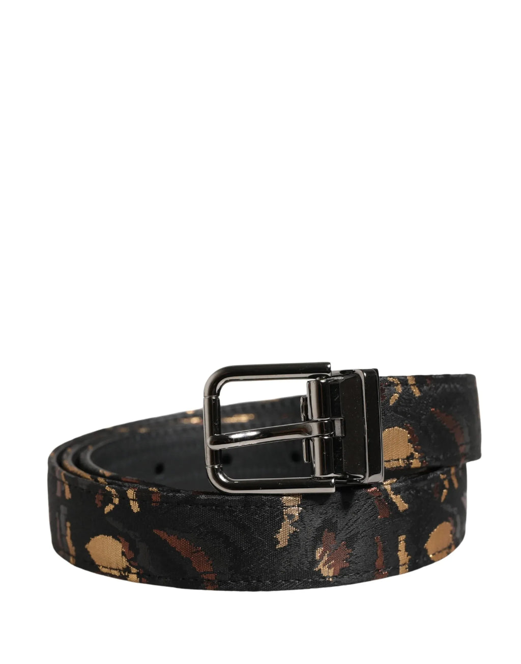 Dolce & Gabbana Multicolor Jacquard Silver Metal Buckle Belt - Zeiniez