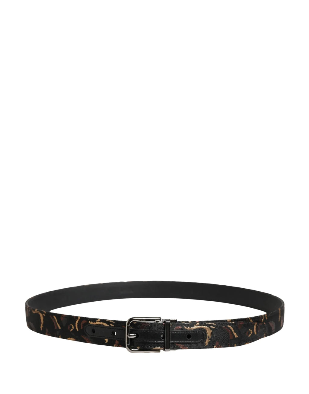 Dolce & Gabbana Multicolor Jacquard Silver Metal Buckle Belt - Zeiniez