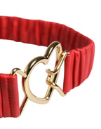 Dolce & Gabbana Red Leather Gold Heart Metal Buckle Belt - Zeiniez