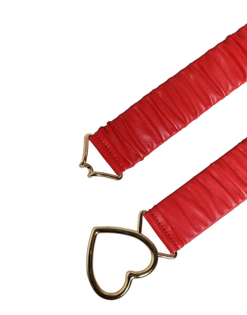 Dolce & Gabbana Red Leather Gold Heart Metal Buckle Belt - Zeiniez