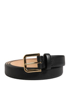 Dolce & Gabbana Black Classic Leather Gold Metal Buckle Belt - Zeiniez
