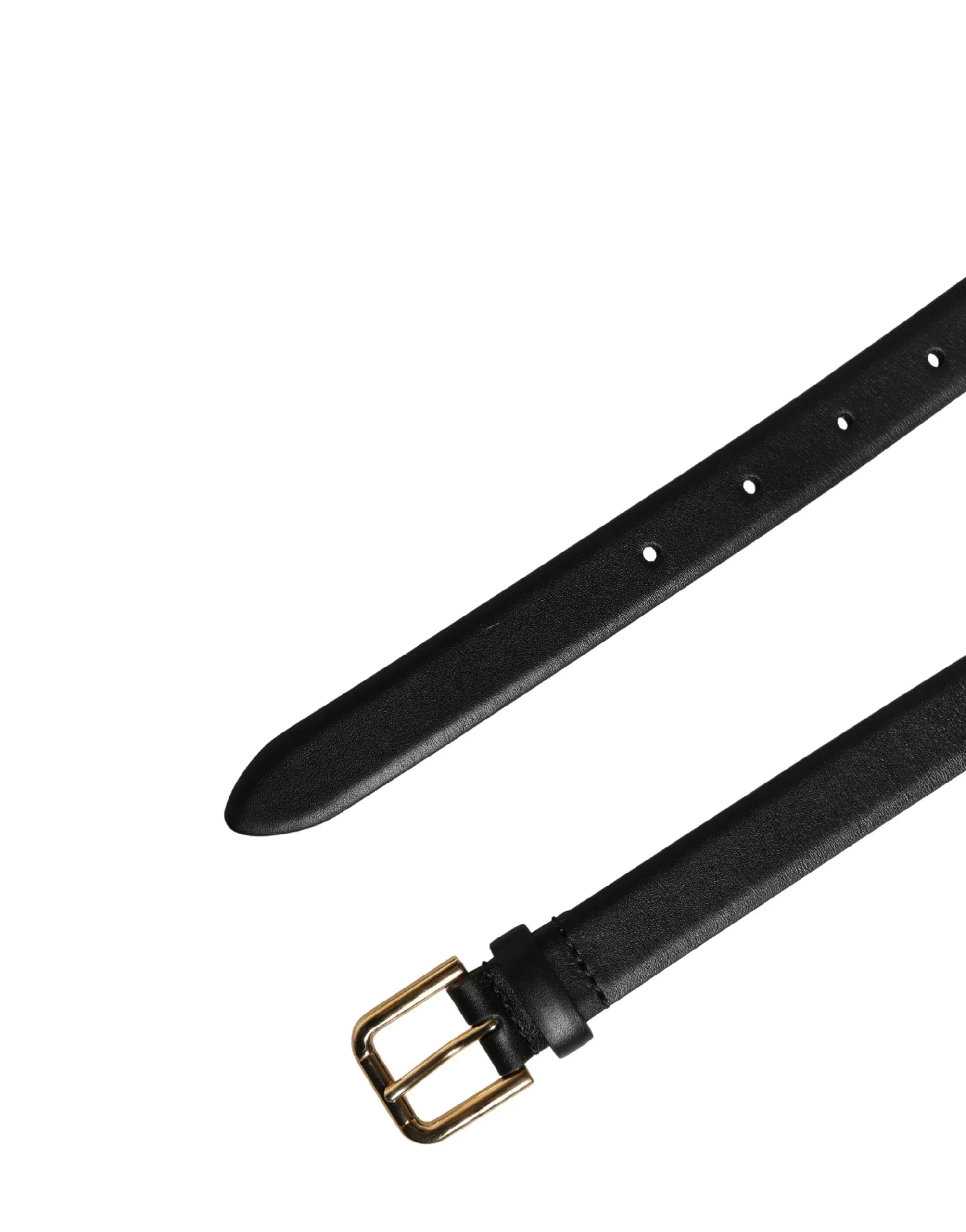 Dolce & Gabbana Black Classic Leather Gold Metal Buckle Belt - Zeiniez