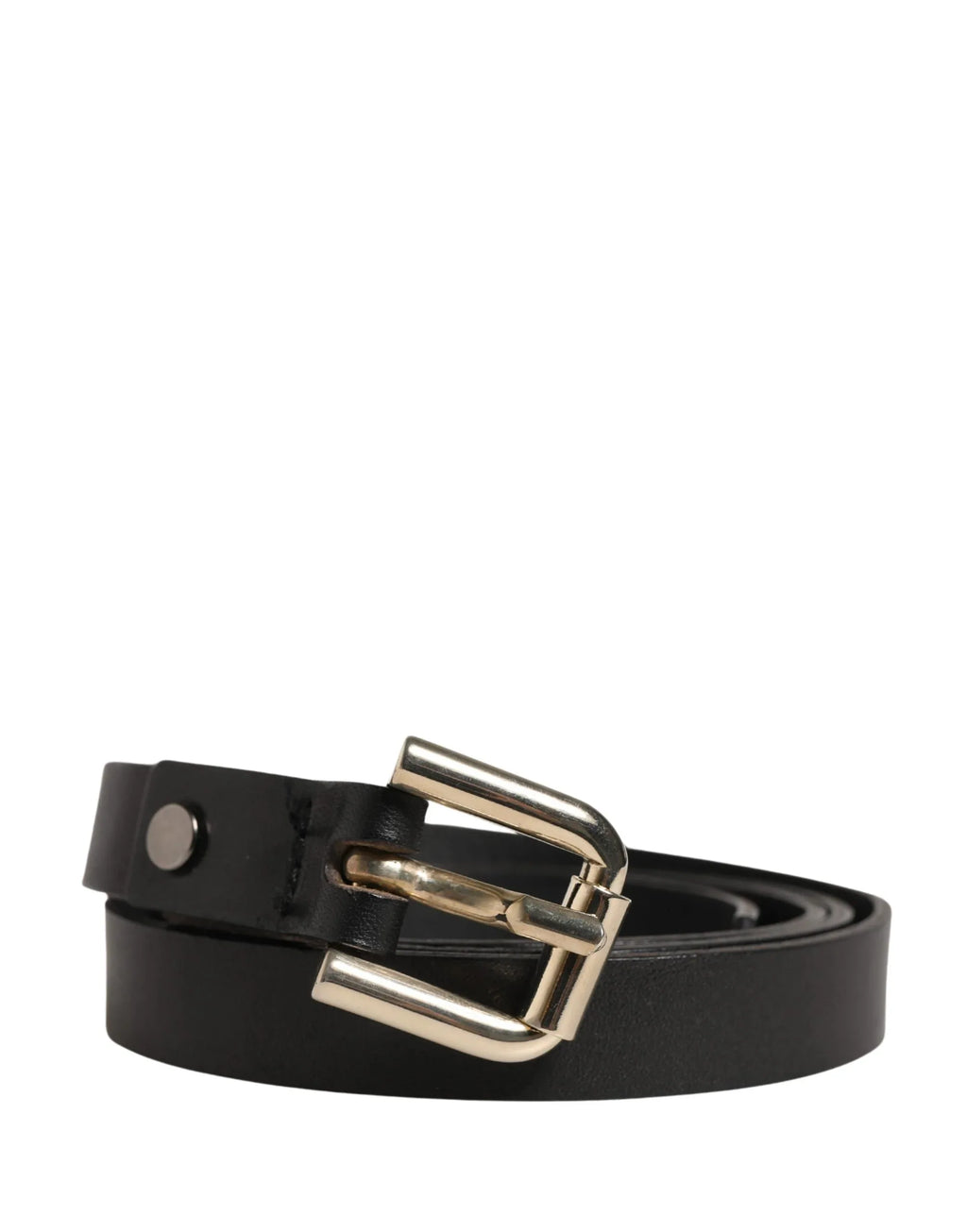 GF Ferre Black Leather Slim Gold Tone Buckle Waist Men Belt - Zeiniez