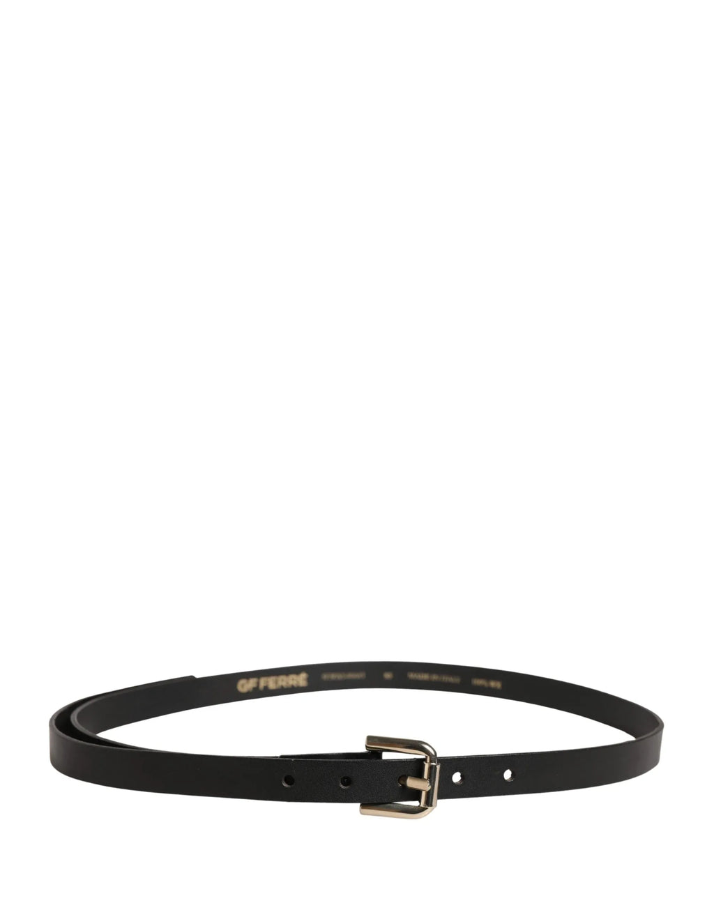 GF Ferre Black Leather Slim Gold Tone Buckle Waist Men Belt - Zeiniez