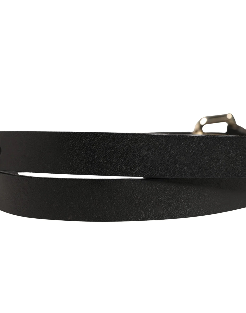 GF Ferre Black Leather Slim Gold Tone Buckle Waist Men Belt - Zeiniez