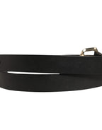 GF Ferre Black Leather Slim Gold Tone Buckle Waist Men Belt - Zeiniez