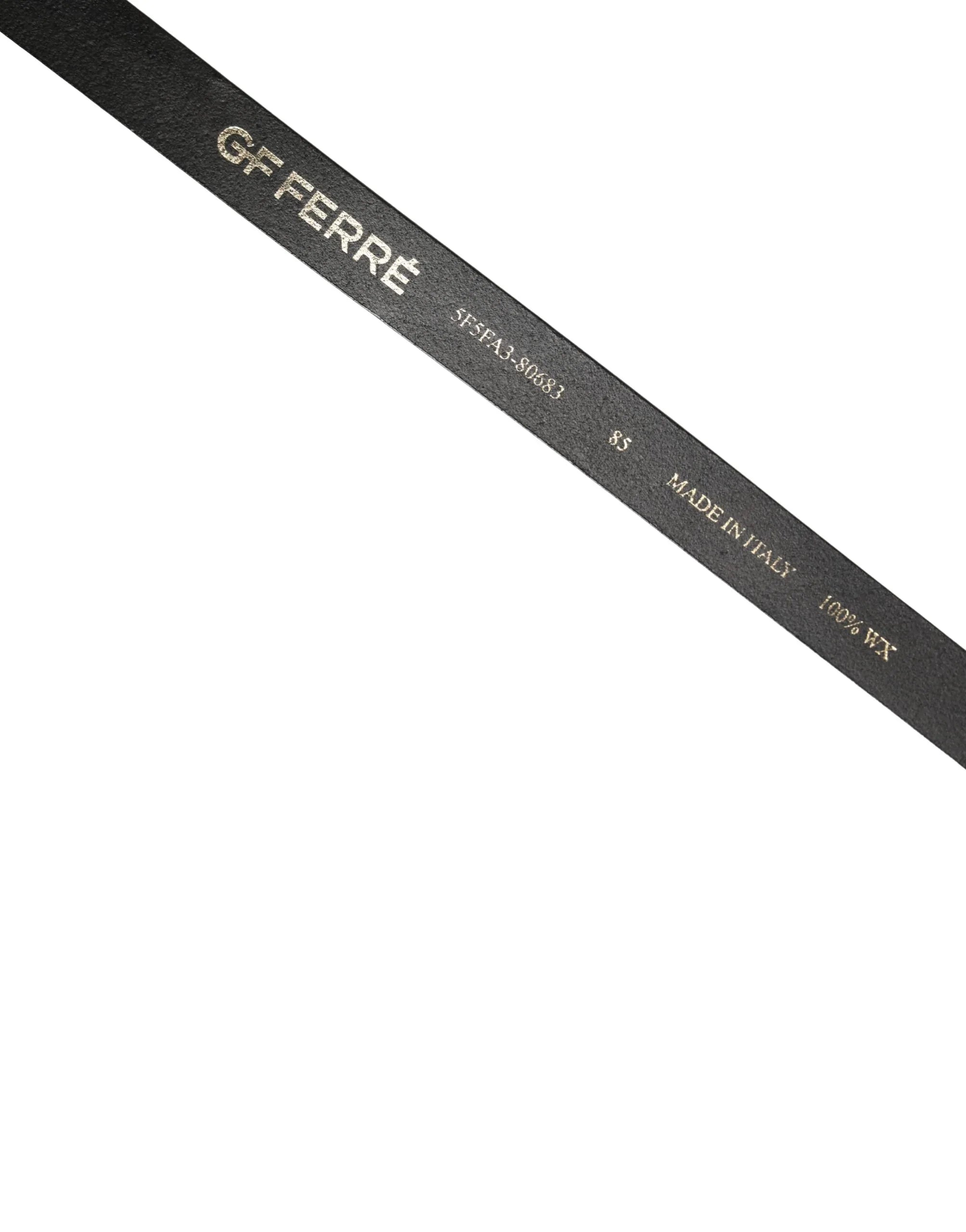 GF Ferre Black Leather Slim Gold Tone Buckle Waist Men Belt - Zeiniez