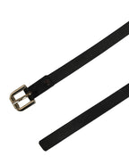 GF Ferre Black Leather Slim Gold Tone Buckle Waist Men Belt - Zeiniez