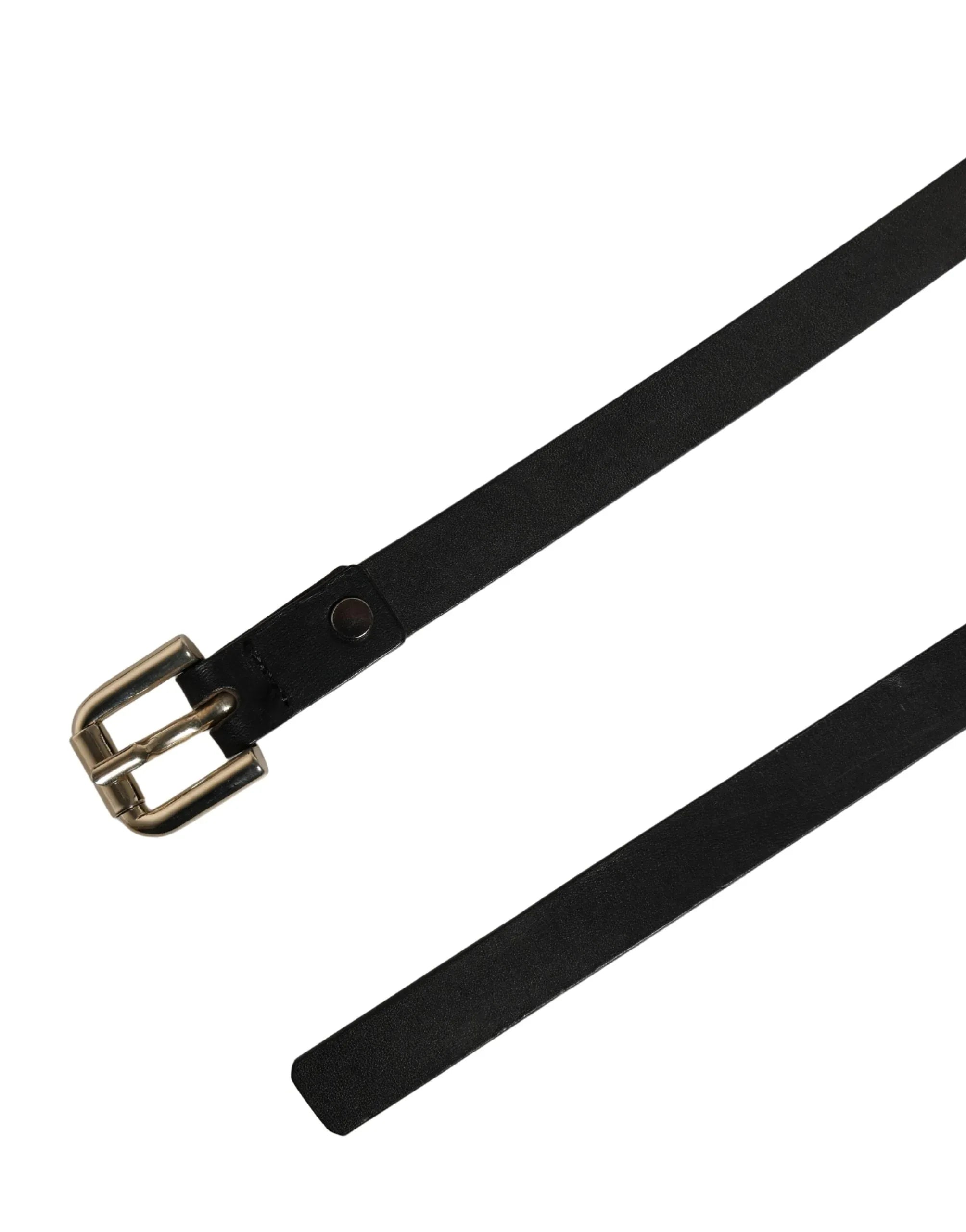 GF Ferre Black Leather Slim Gold Tone Buckle Waist Men Belt - Zeiniez