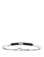 Dolce & Gabbana Black Leather Silver Chain Bag Accessory Shoulder Strap - Zeiniez