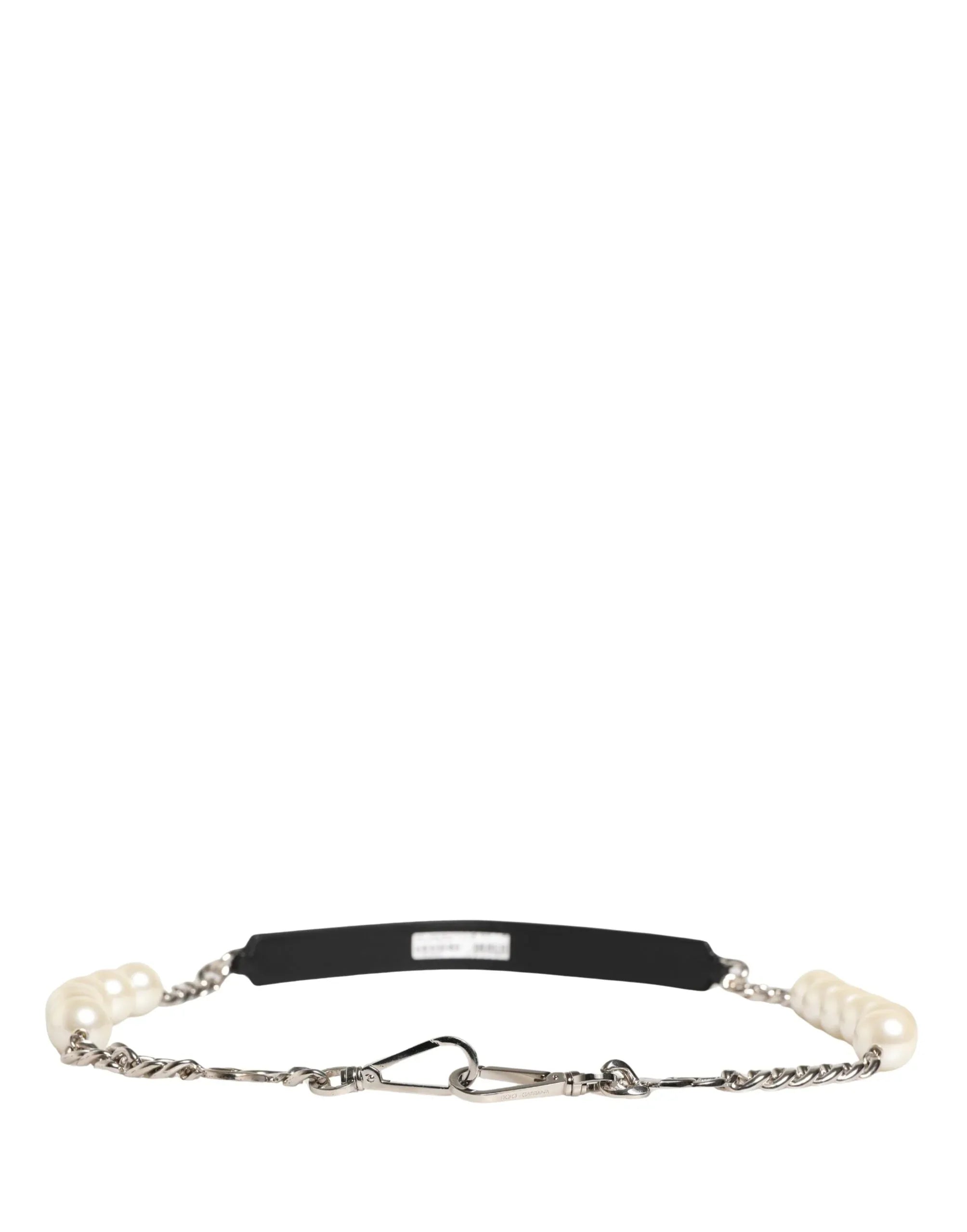 Dolce & Gabbana Black Leather Silver Chain Bag Accessory Shoulder Strap - Zeiniez