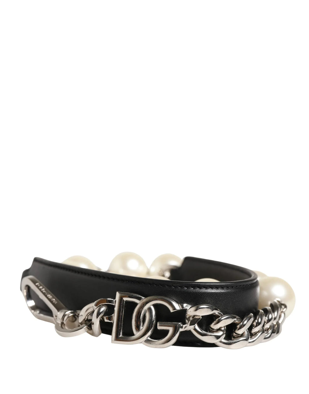 Dolce & Gabbana Black Leather Silver Chain Bag Accessory Shoulder Strap - Zeiniez