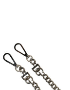 Dolce & Gabbana Black Leather Silver Chain Bag Accessory Shoulder Strap - Zeiniez