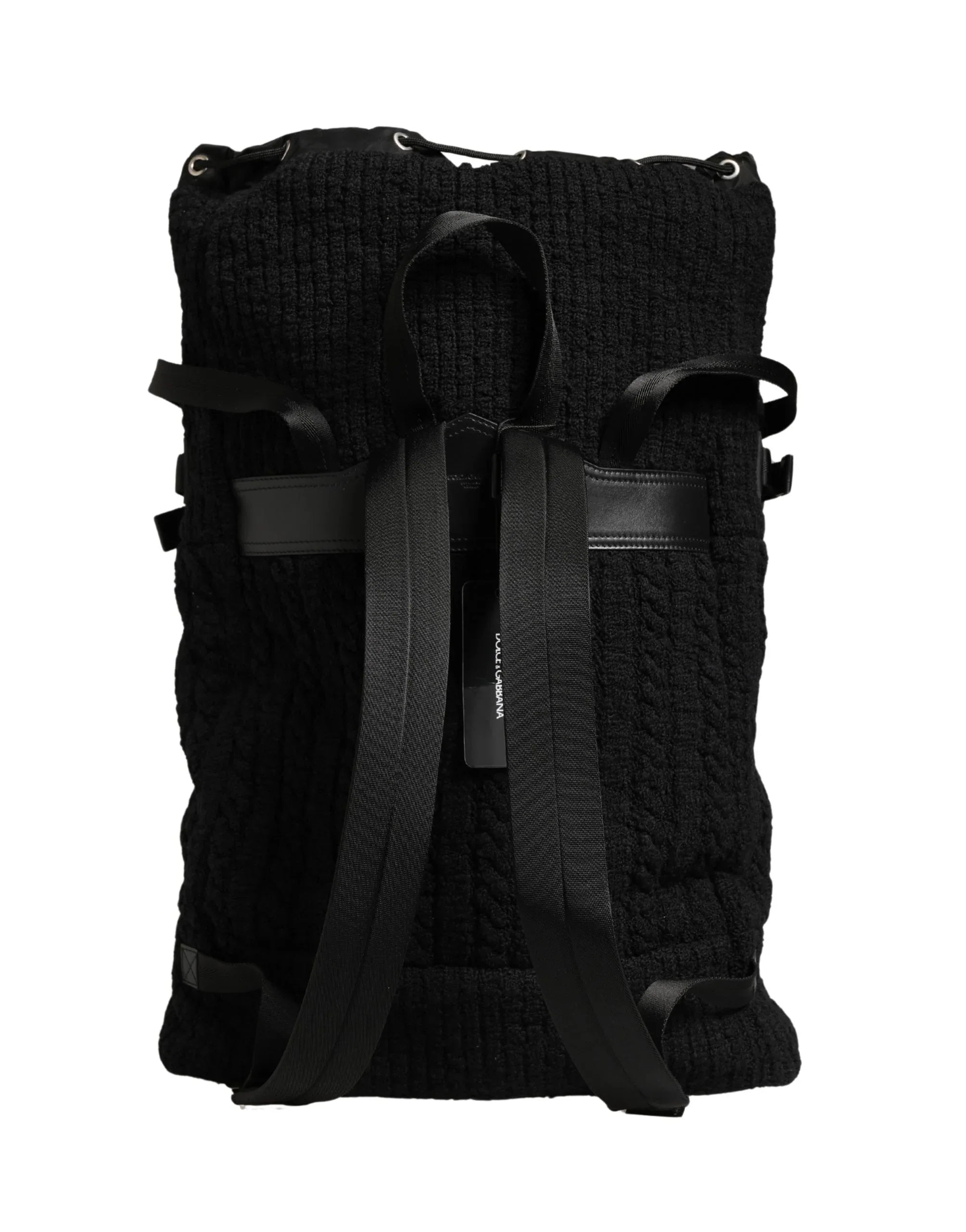 Dolce & Gabbana Black Tricot Wool Blend Duffel Backpack Travel Borse Bag - Zeiniez