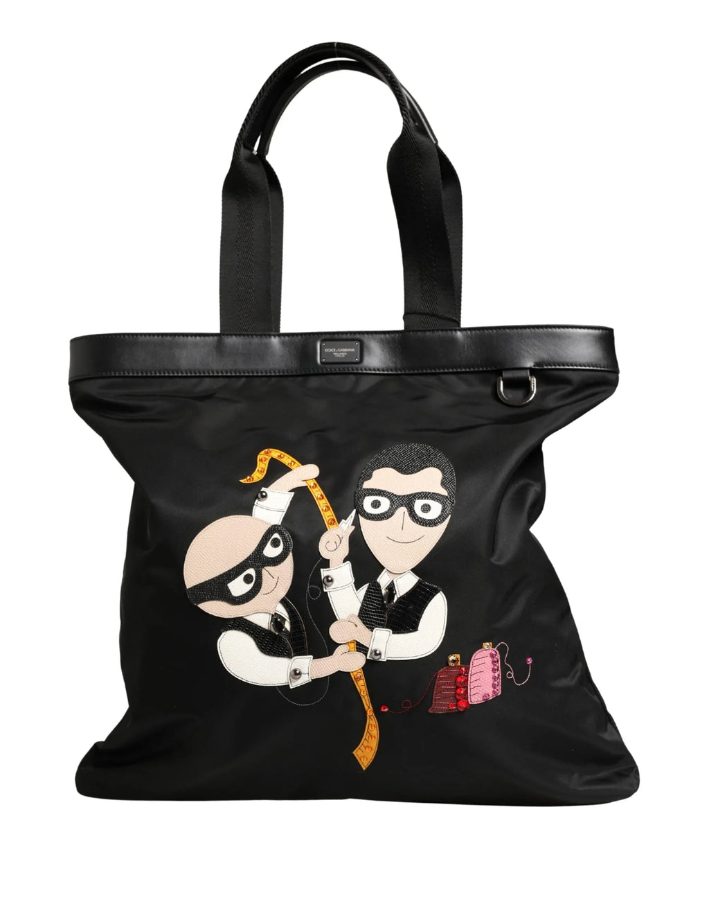 Dolce & Gabbana Black Leather #DGFamily Patch Shopping Tote Borse Bag - Zeiniez