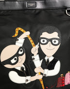 Dolce & Gabbana Black Leather #DGFamily Patch Shopping Tote Borse Bag - Zeiniez