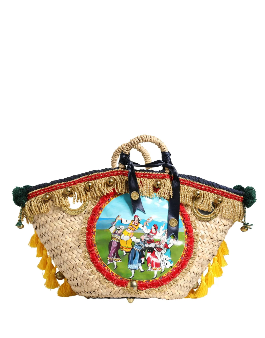 Dolce & Gabbana Multicolor Woven Straw Basket Embellished Sicily Bag - Zeiniez