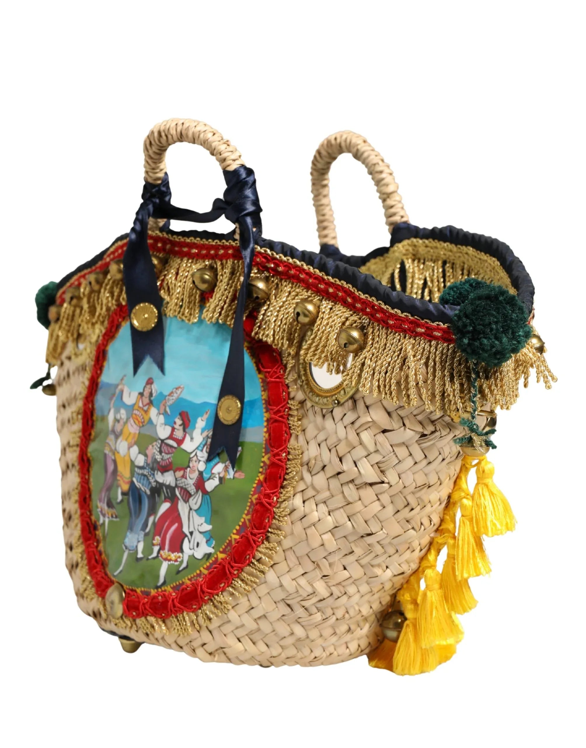 Dolce & Gabbana Multicolor Woven Straw Basket Embellished Sicily Bag - Zeiniez