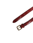 Dolce & Gabbana Red Leather Daisy Crystal Embellished Waist Belt - Zeiniez