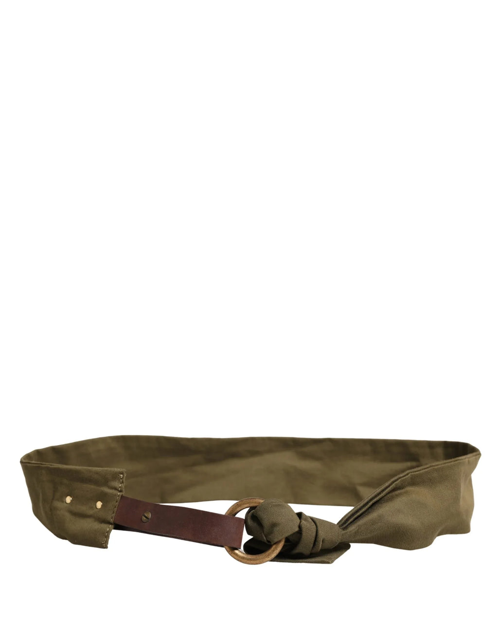 Ermanno Scervino Army Green Cotton Round Buckle Waist Belt - Zeiniez