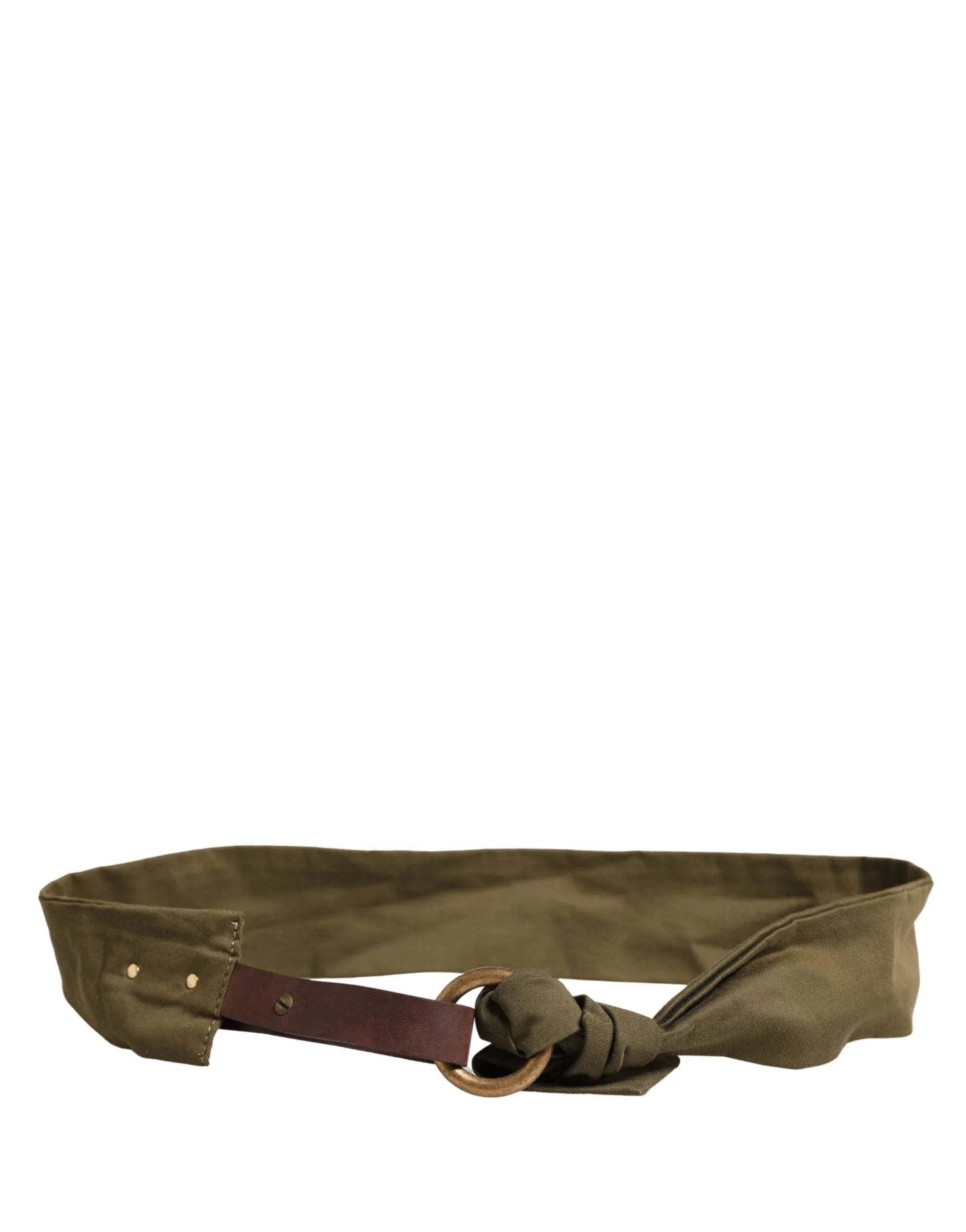 Ermanno Scervino Army Green Cotton Round Buckle Waist Belt - Zeiniez