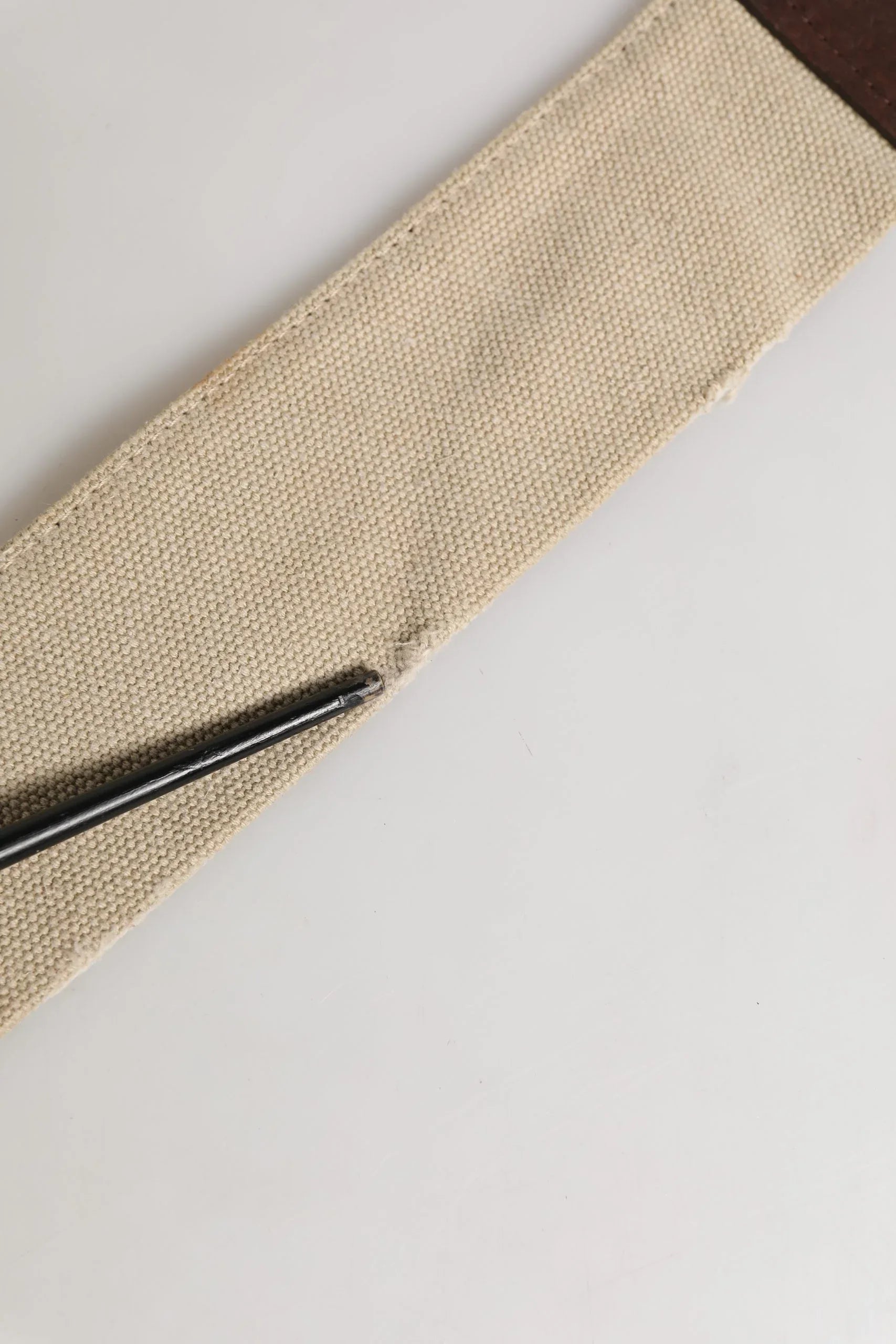 Ermanno Scervino Beige Brown Leather Canvas Metal Buckle Belt - Zeiniez