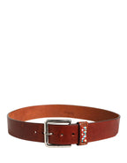 GF Ferre Bordeaux Wide Leather Waist Gold Silver Buckle Belt - Zeiniez