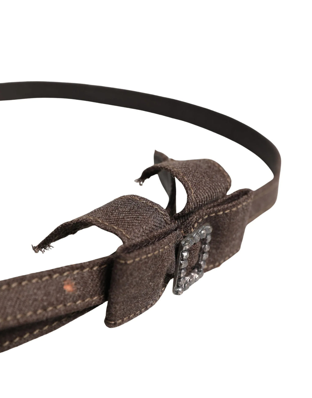 Ermanno Scervino Dark Brown Wool Bow Embellished Buckle Belt - Zeiniez