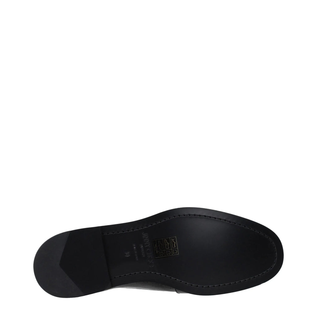 Jimmy Choo Black Leather Slip-On Loafers - Zeiniez