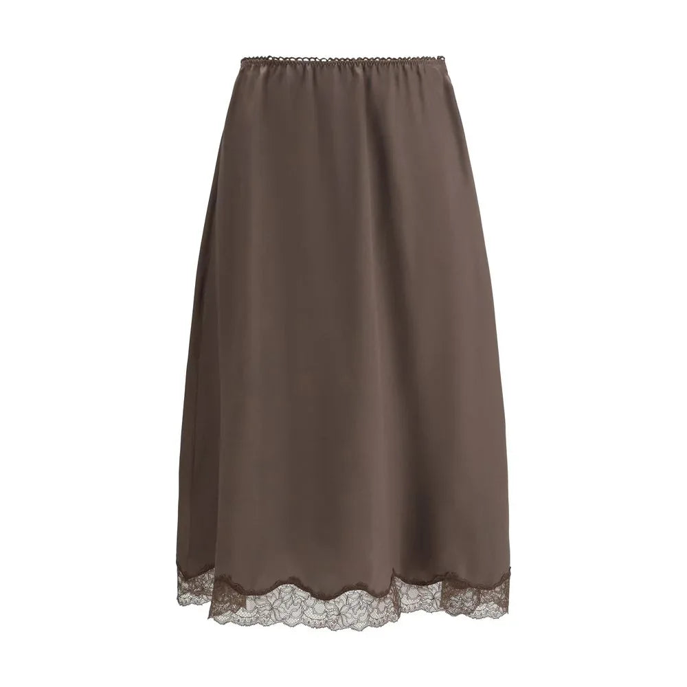 Magda Butrym Brown Silk Midi Skirt - Zeiniez