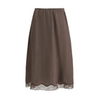 Magda Butrym Brown Silk Midi Skirt - Zeiniez