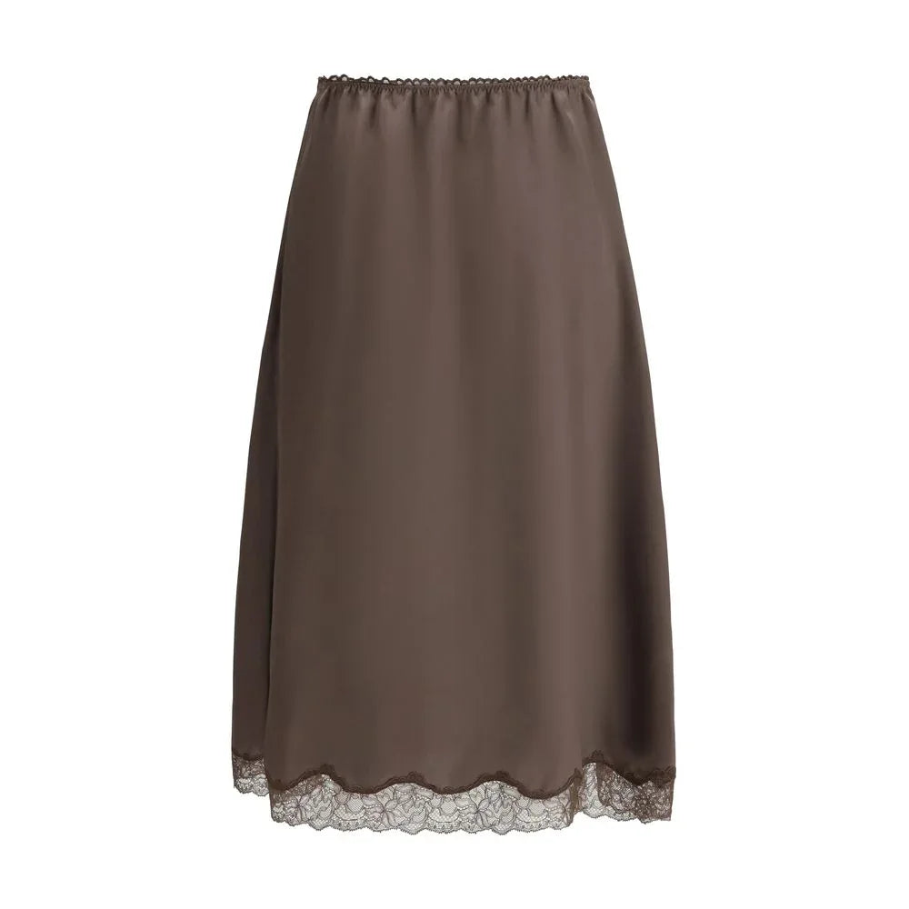 Magda Butrym Brown Silk Midi Skirt - Zeiniez