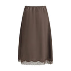 Magda Butrym Brown Silk Midi Skirt - Zeiniez