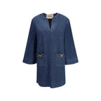 Valentino Blue Cotton Casual Dress - Zeiniez