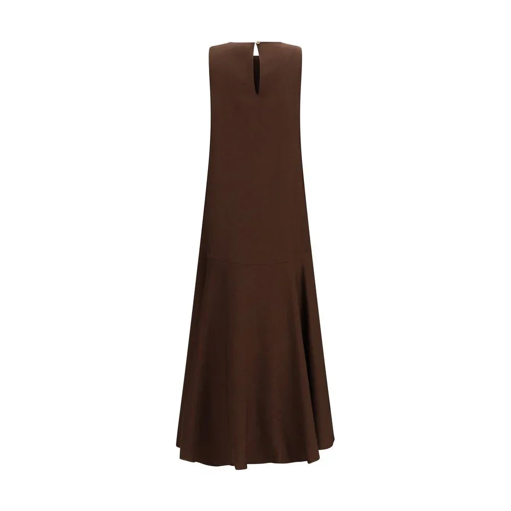 P.A.R.O.S.H. Brown Linen Casual Dress - Zeiniez
