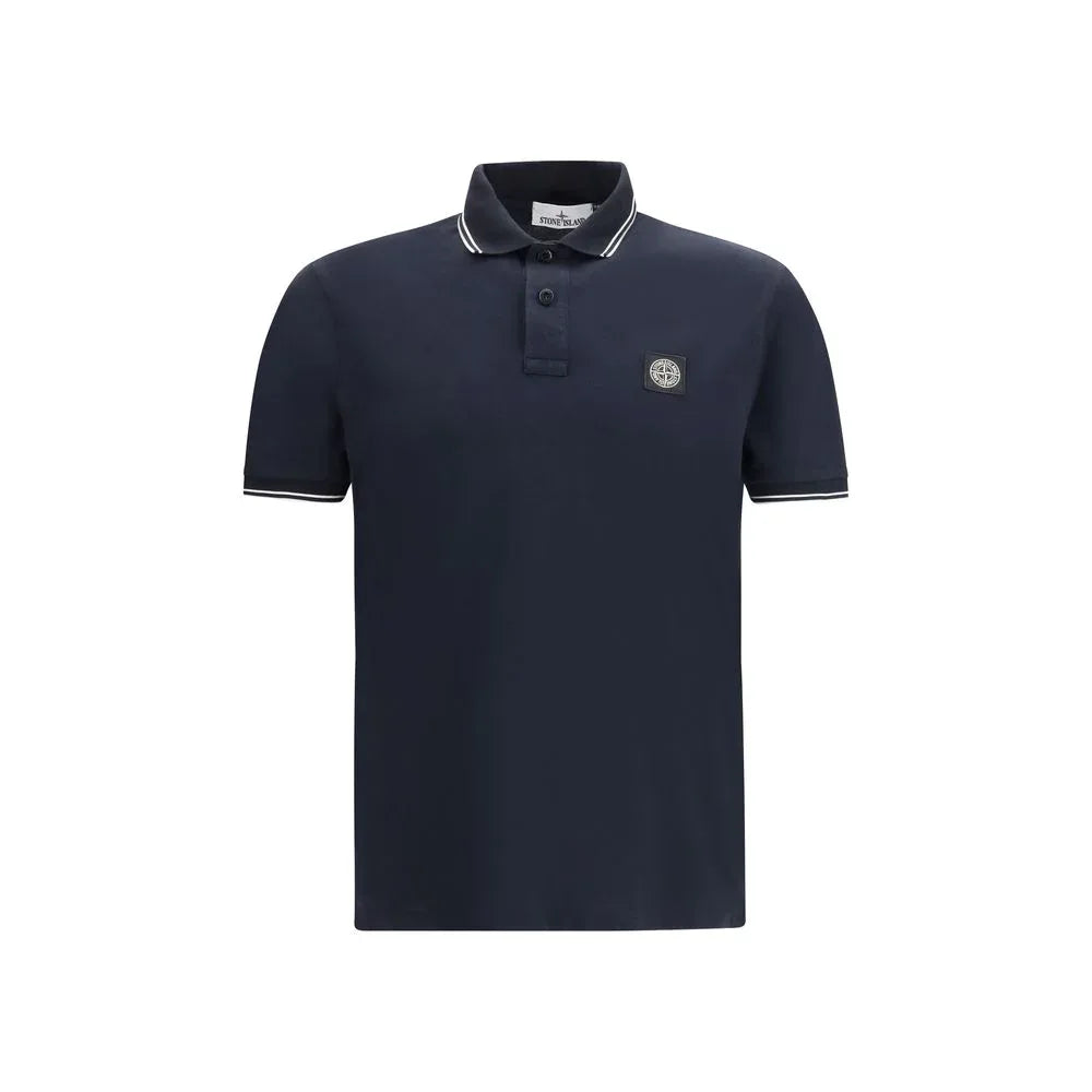 Stone Island Blue Cotton Polo Shirt - Zeiniez