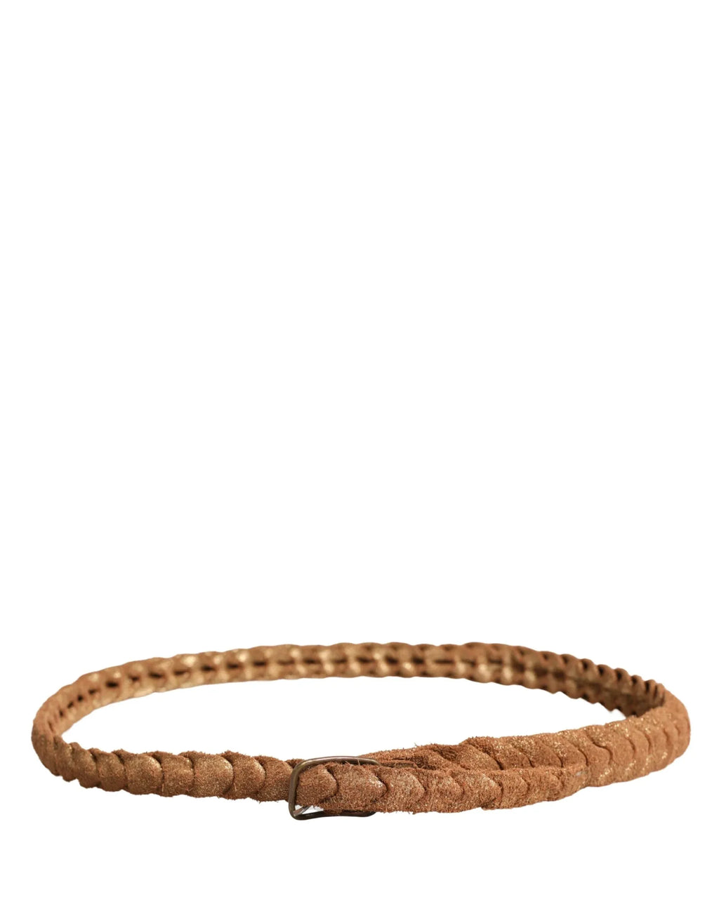 Ermanno Scervino Brown Leather Braided Metal Buckle Belt - Zeiniez