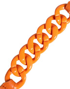 Scervino Street Orange Leather Chain Waist Metal Buckle Belt - Zeiniez