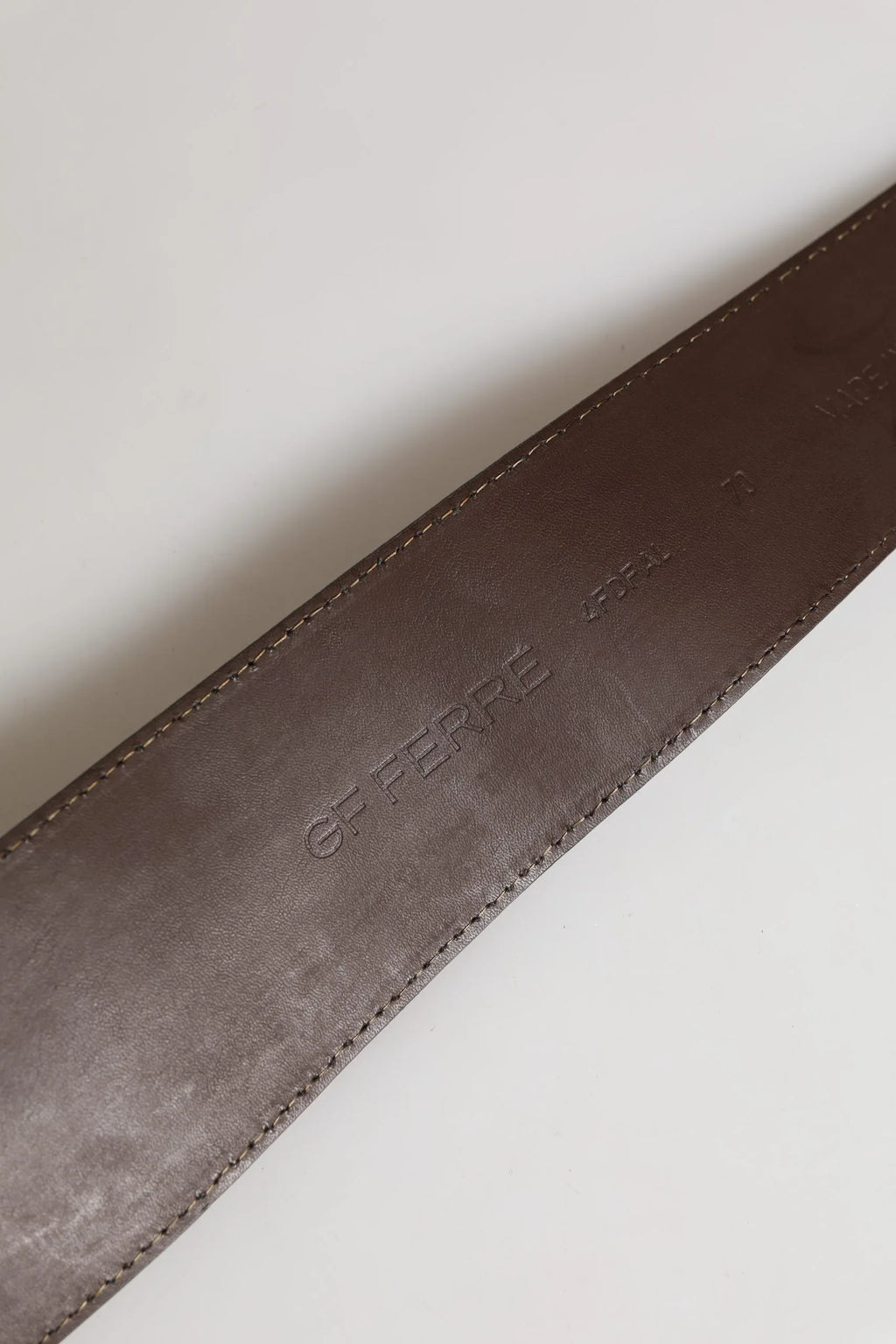 GF Ferre Brown Genuine Leather Logo Wide Waist Women Belt - Zeiniez