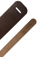 GF Ferre Brown Genuine Leather Logo Wide Waist Women Belt - Zeiniez