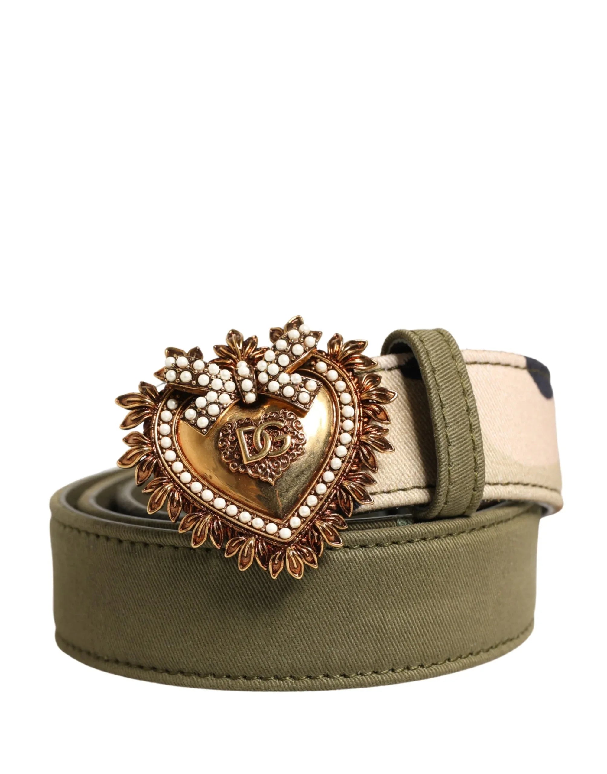 Dolce & Gabbana Green Camouflage Devotion Metal Buckle Belt - Zeiniez