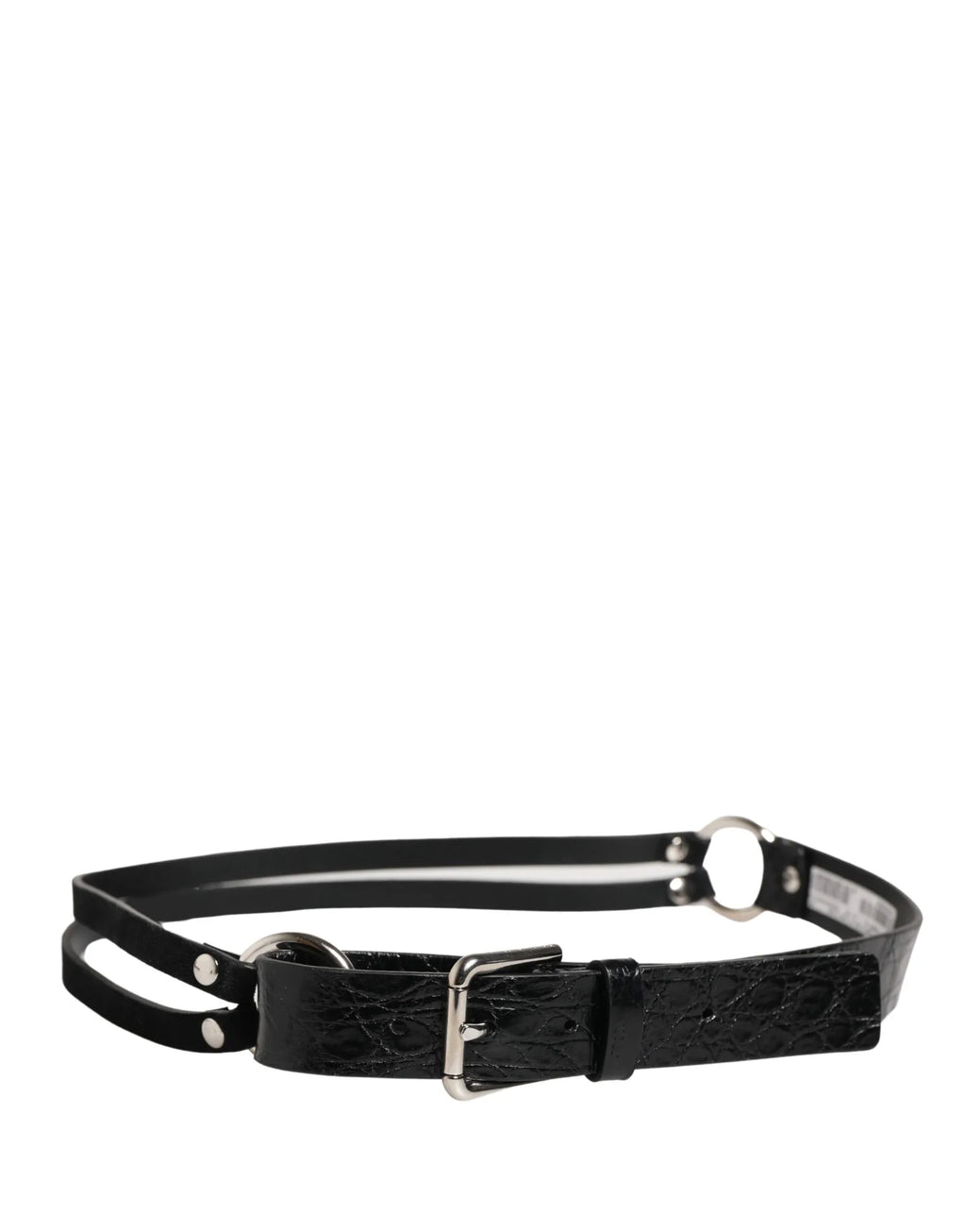 Dolce & Gabbana Black Exotic Leather Silver Metal Buckle Belt - Zeiniez