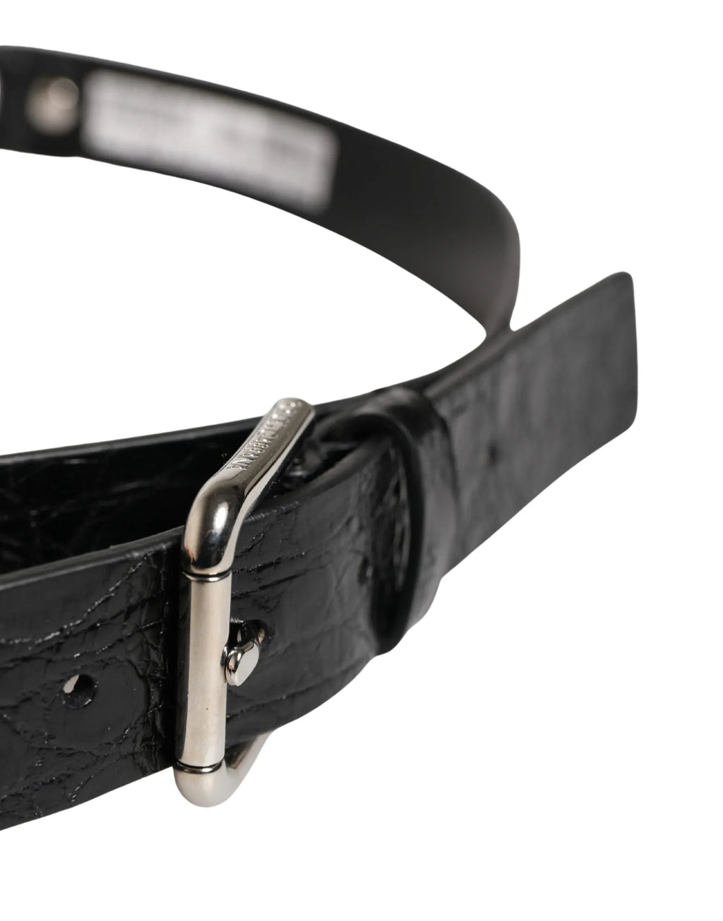 Dolce & Gabbana Black Exotic Leather Silver Metal Buckle Belt - Zeiniez