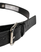 Dolce & Gabbana Black Exotic Leather Silver Metal Buckle Belt - Zeiniez