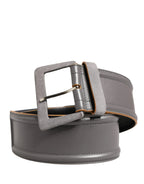 Patrizia Pepe Gray Genuine Leather Square Silver Metal Buckle Belt - Zeiniez
