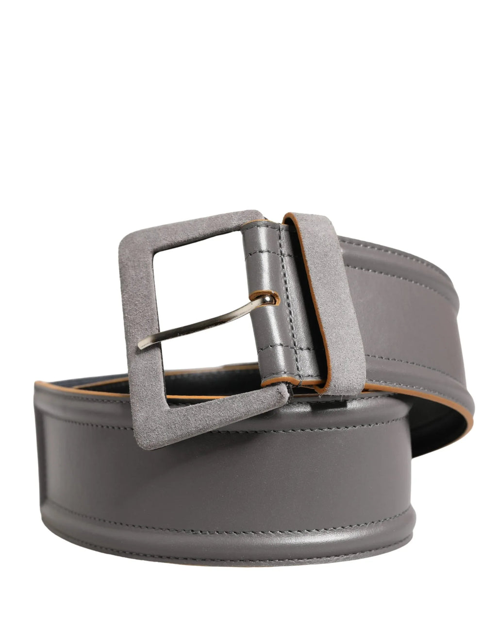Patrizia Pepe Gray Genuine Leather Square Silver Metal Buckle Belt - Zeiniez