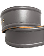 Patrizia Pepe Gray Genuine Leather Square Silver Metal Buckle Belt - Zeiniez
