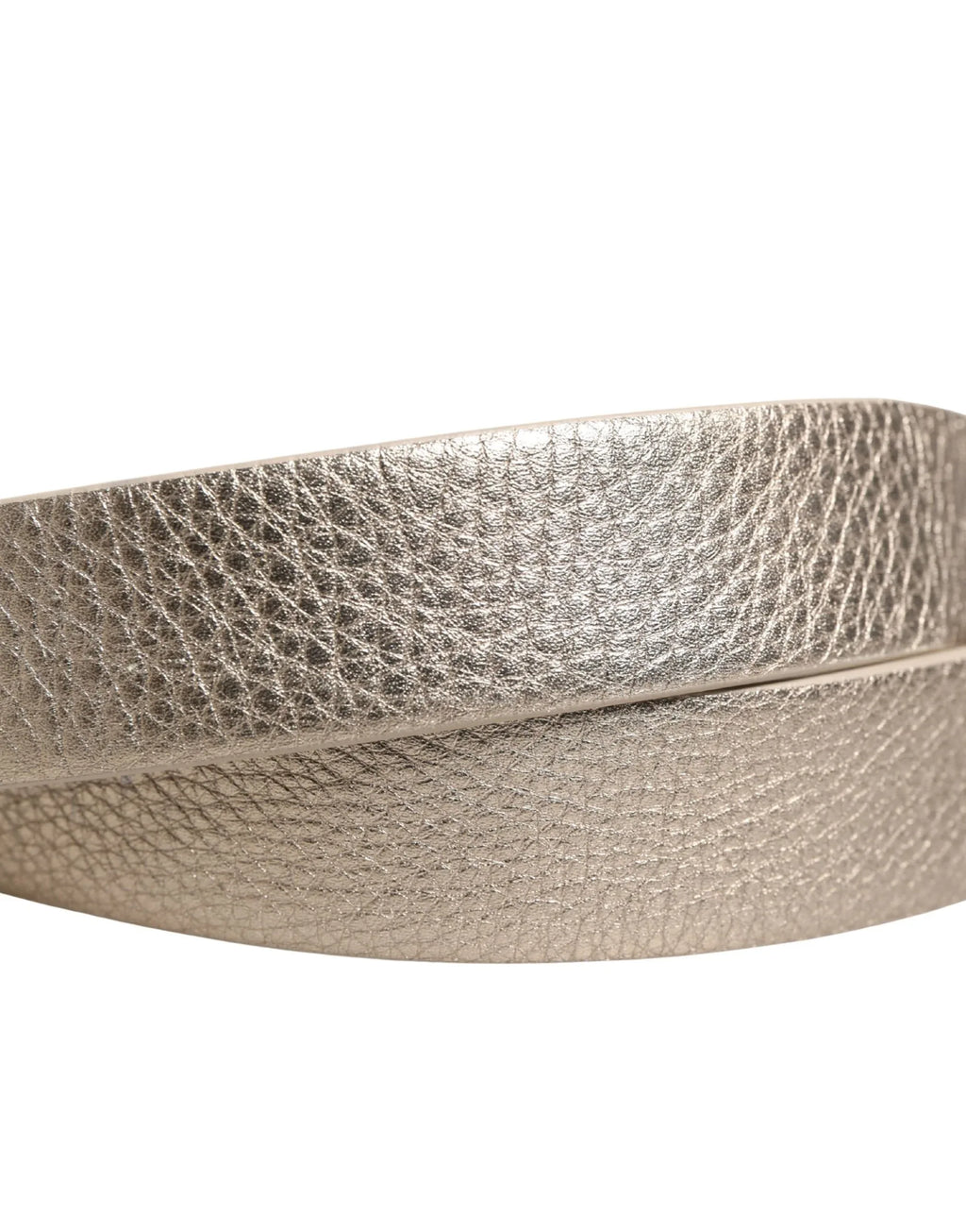 Brunello Cucinelli Metallic Beige Leather Silver Metal Buckle Belt - Zeiniez