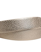 Brunello Cucinelli Metallic Beige Leather Silver Metal Buckle Belt - Zeiniez