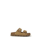 Prada Brown Calf Leather Bos Taurus Strap-On Sandals - Zeiniez
